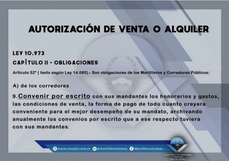 Para vender seguro, siempre firme una autorización de venta a un corredor inmobiliario matriculado, ¡protéjase!