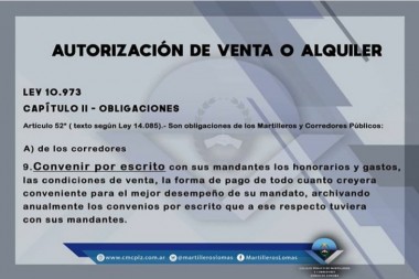 Para vender seguro, siempre firme una autorización de venta a un corredor inmobiliario matriculado, ¡protéjase!